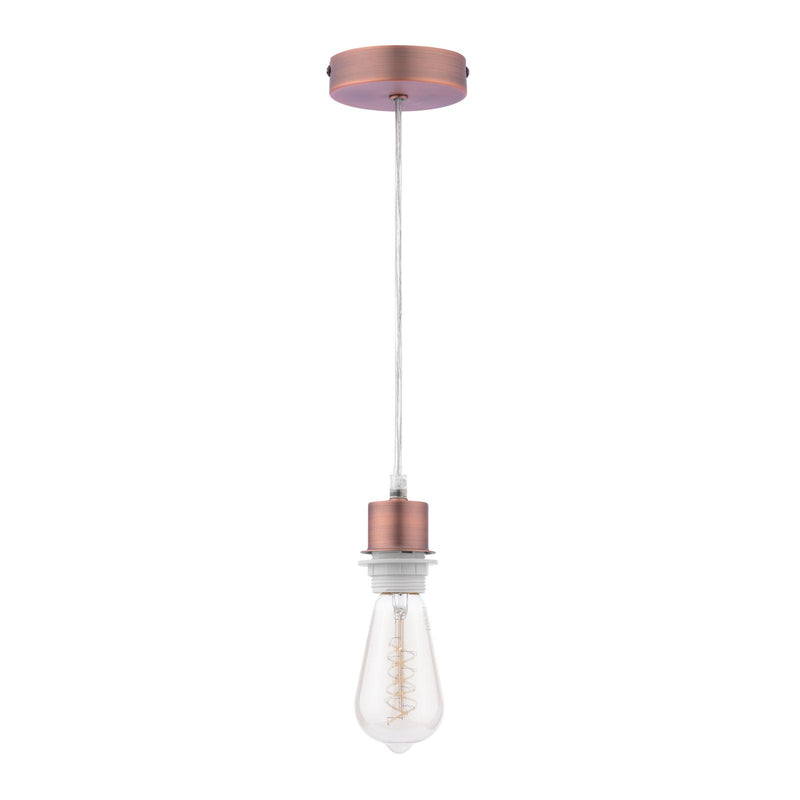 Dar Lighting 1 Light Aged Copper E27 Suspension With Clear Cable • SP64