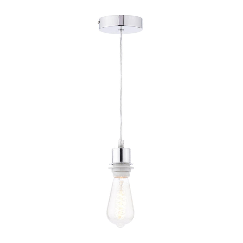 Dar Lighting 1 Light Polished Chrome E27 Suspension With Clear Cable • SP65
