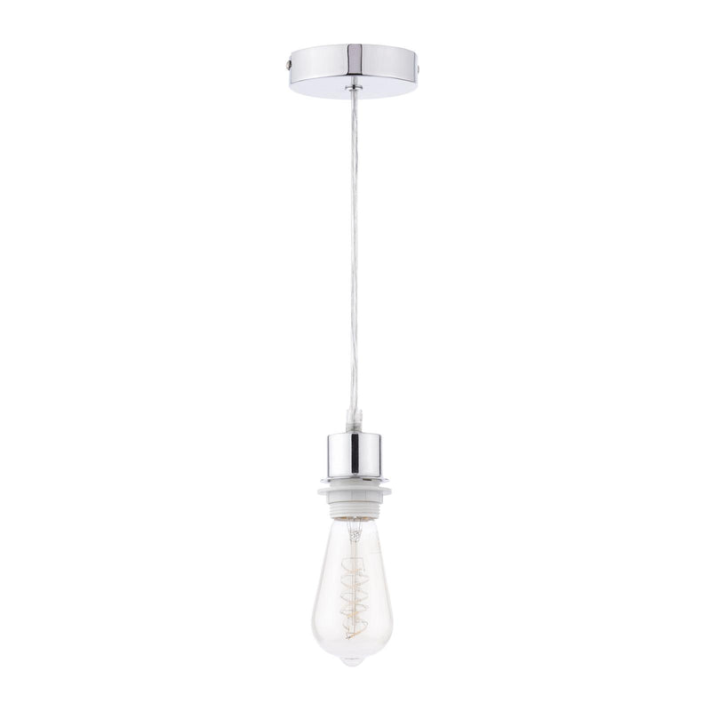 Dar Lighting 1 Light Polished Chrome E27 Suspension With Clear Cable • SP65