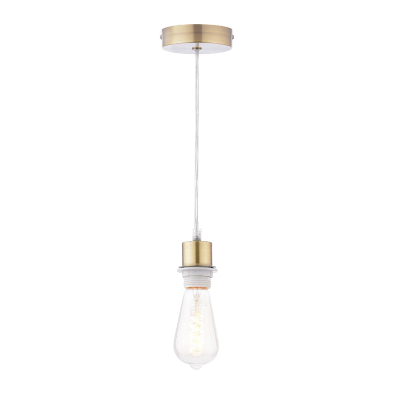 Dar Lighting 1 Light Antique Brass E27 Suspension With Clear Cable • SP67