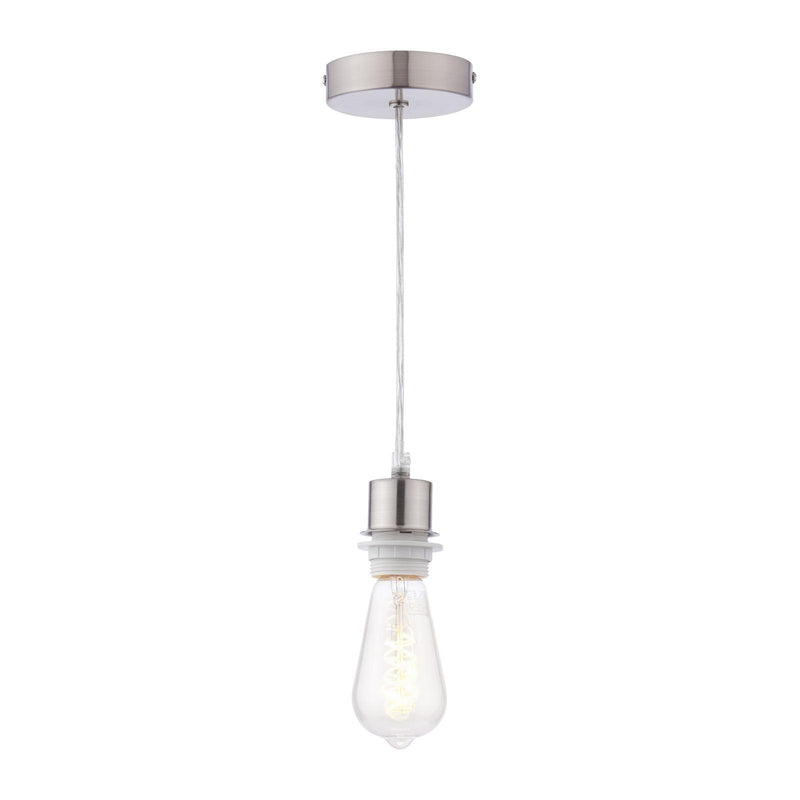 Dar Lighting 1 Light Satin Chrome E27 Suspension With Clear Cable • SP68