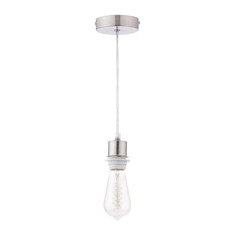Dar Lighting 1 Light Satin Chrome E27 Suspension With Clear Cable • SP68