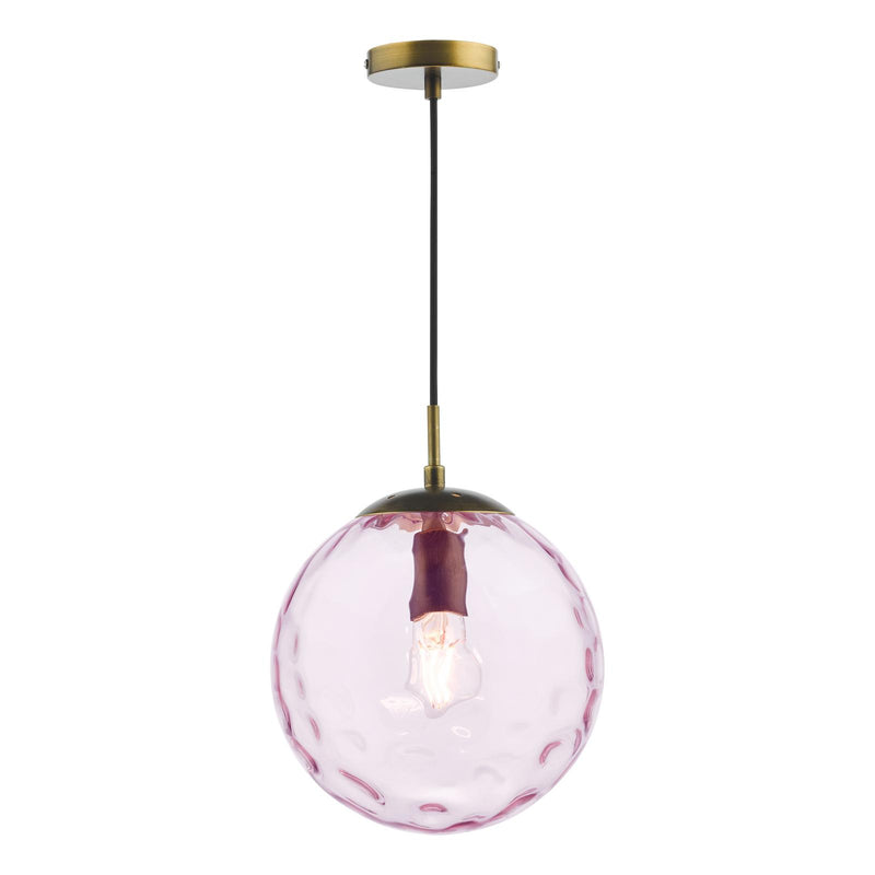 Dar Lighting Ripple Pendant Bronze and Pink Glass • SP70-RIP8803