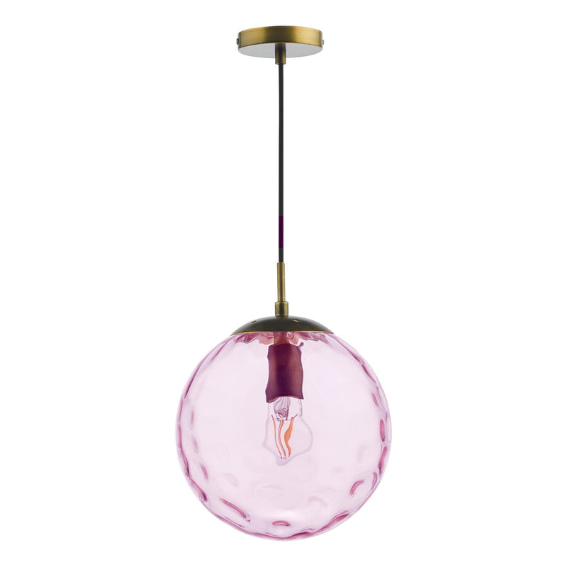 Dar Lighting Ripple Pendant Bronze and Pink Glass • SP70-RIP8803