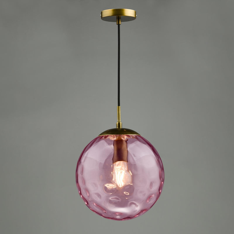 Dar Lighting Ripple Pendant Bronze and Pink Glass • SP70-RIP8803