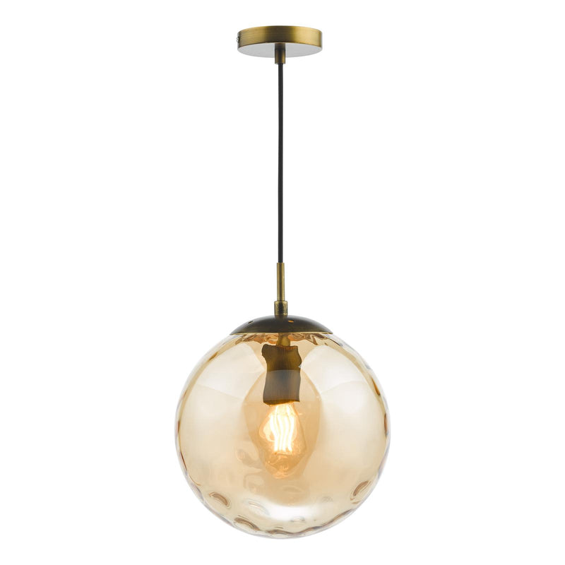 Dar Lighting Ripple Pendant Bronze and Champagne Glass • SP70-RIP8820