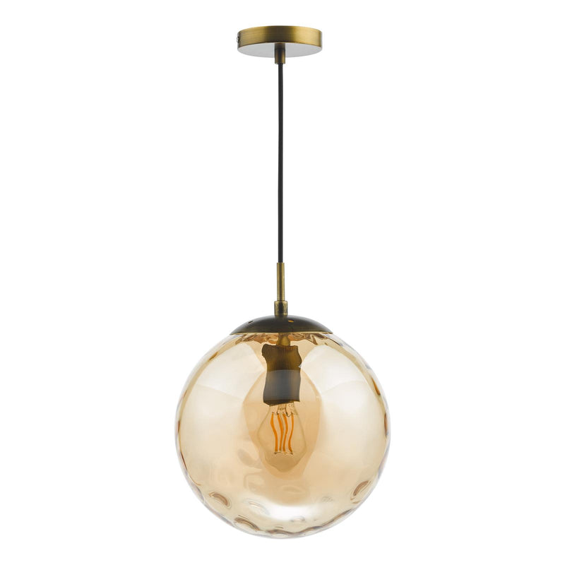 Dar Lighting Ripple Pendant Bronze and Champagne Glass • SP70-RIP8820