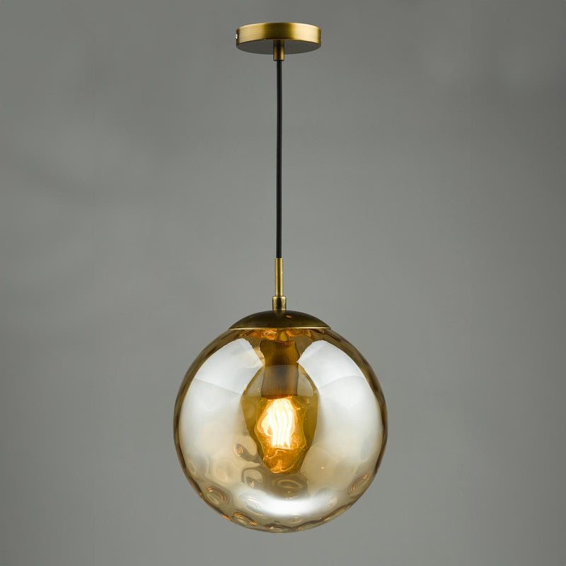 Dar Lighting Ripple Pendant Bronze and Champagne Glass • SP70-RIP8820