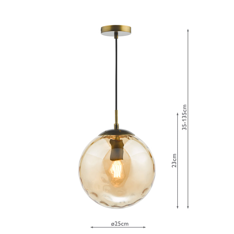 Dar Lighting Ripple Pendant Bronze and Champagne Glass • SP70-RIP8820