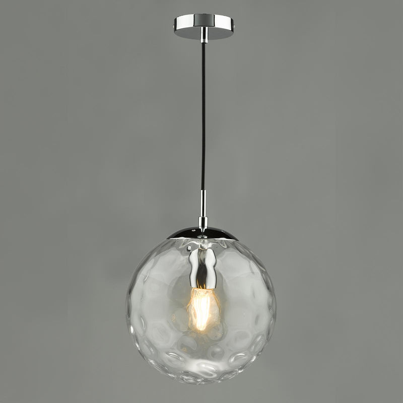 Dar Lighting Ripple Pendant Polished Chrome & Clear Glass • SP71-RIP8808