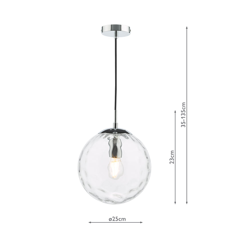 Dar Lighting Ripple Pendant Polished Chrome & Clear Glass • SP71-RIP8808