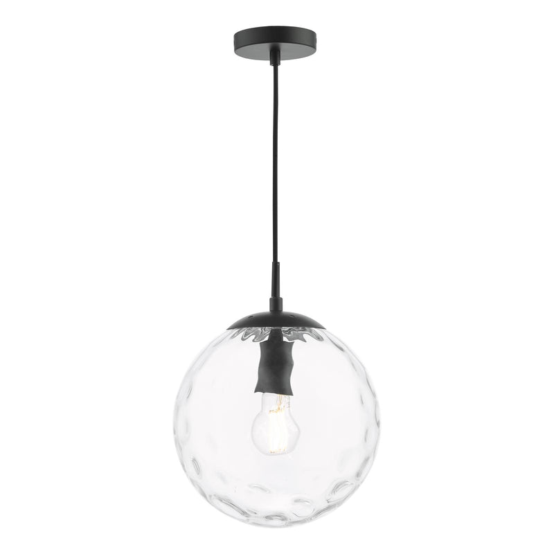 Dar Lighting Ripple Pendant Matt Black & Clear Glass • SP72-RIP8808