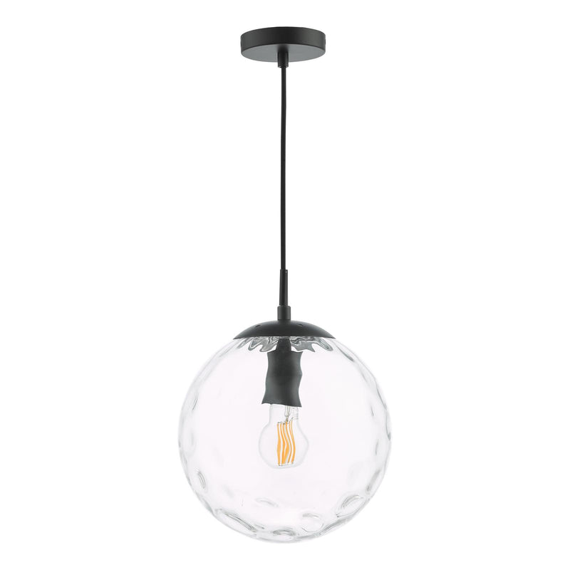 Dar Lighting Ripple Pendant Matt Black & Clear Glass • SP72-RIP8808