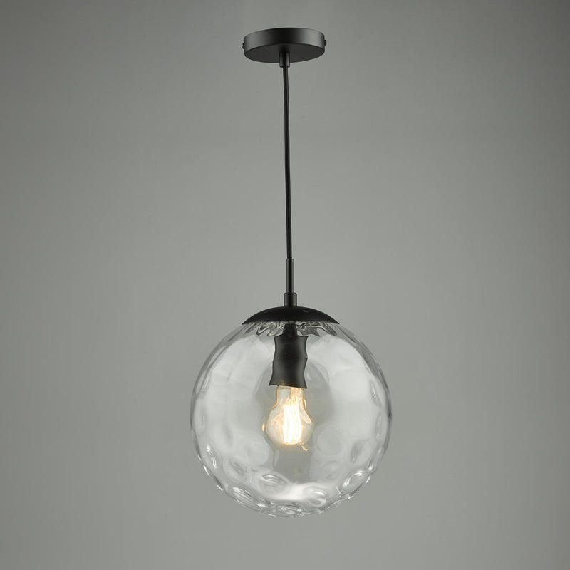 Dar Lighting Ripple Pendant Matt Black & Clear Glass • SP72-RIP8808