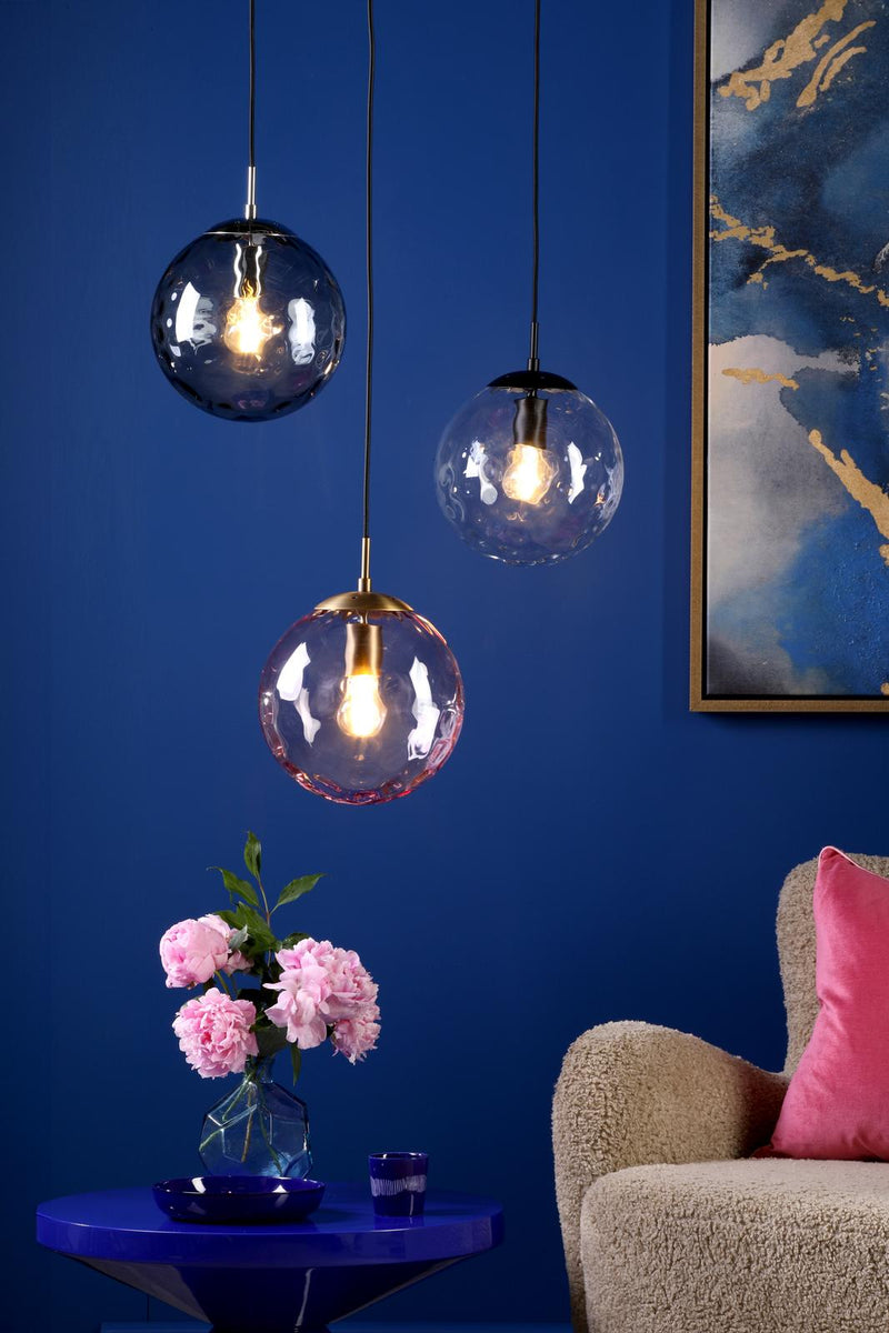 Dar Lighting Ripple Pendant Matt Black & Clear Glass • SP72-RIP8808