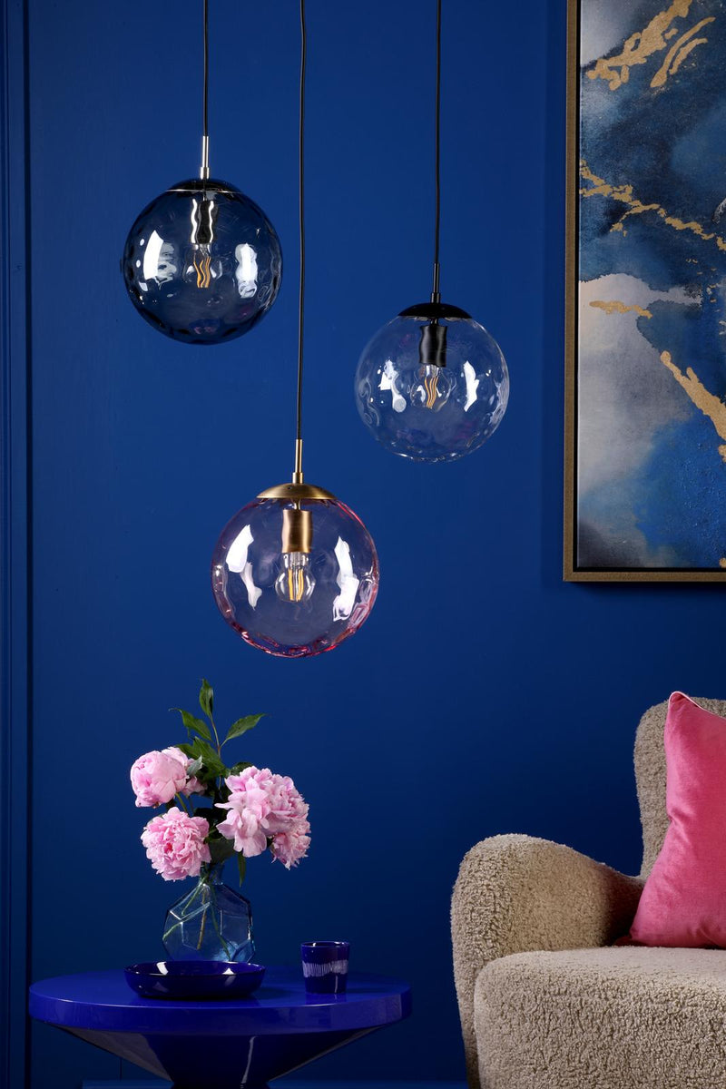 Dar Lighting Ripple Pendant Matt Black & Clear Glass • SP72-RIP8808