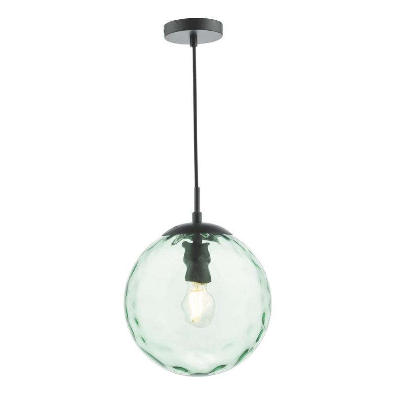 Dar Lighting Ripple Pendant Matt Black & Green Glass • SP72-RIP8824