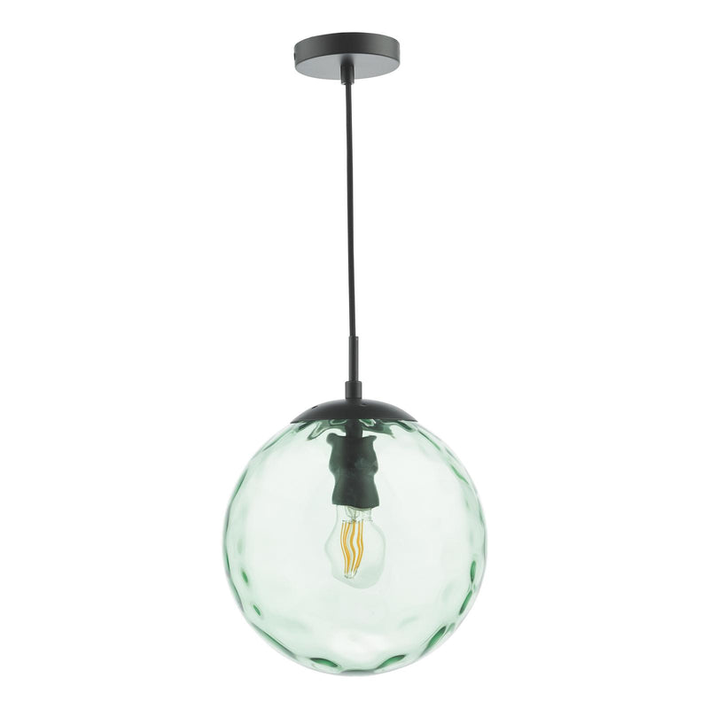 Dar Lighting Ripple Pendant Matt Black & Green Glass • SP72-RIP8824