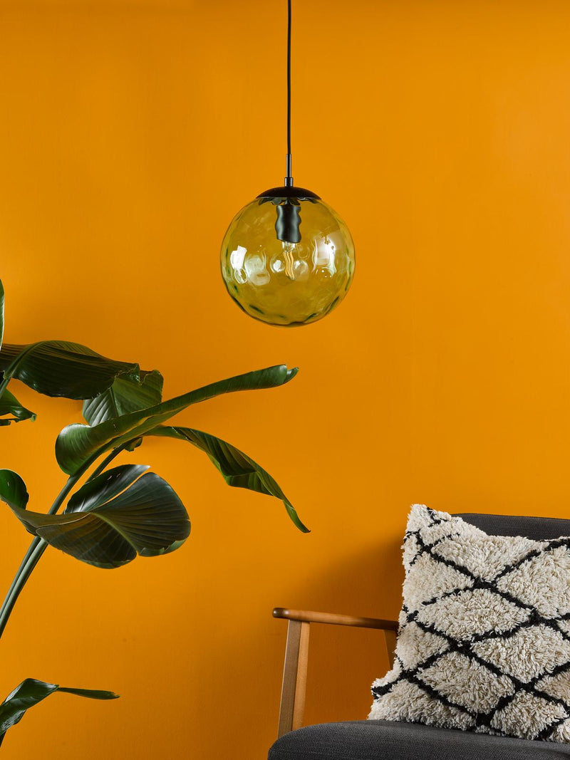 Dar Lighting Ripple Pendant Matt Black & Green Glass • SP72-RIP8824