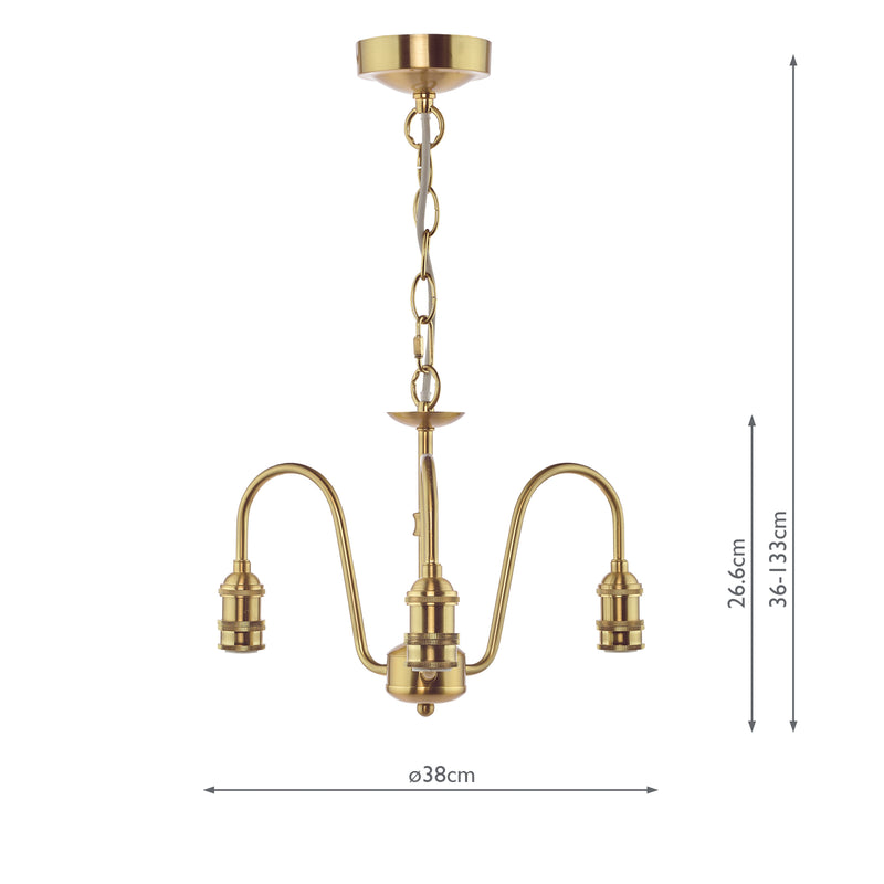 Dar Lighting 3 Light Suspension Natural Brass Fitting Only • SPB0340