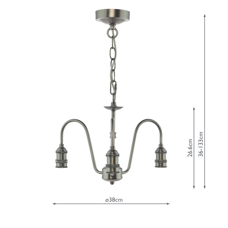 Dar Lighting 3 Light Suspension Antique Chrome Fitting Only • SPB0361