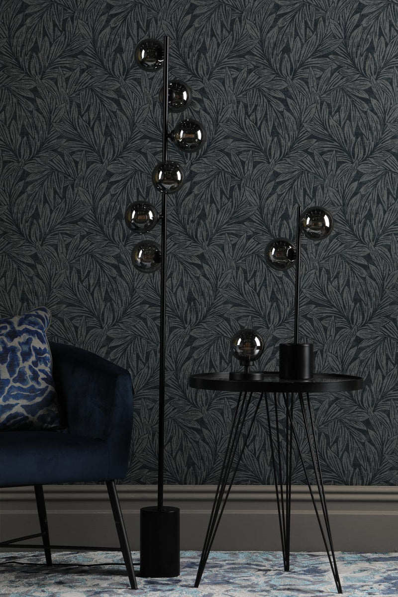 Dar Lighting Spiral 2 Light Table Lamp Matt Black With Smoked Glass • SPI4222-01