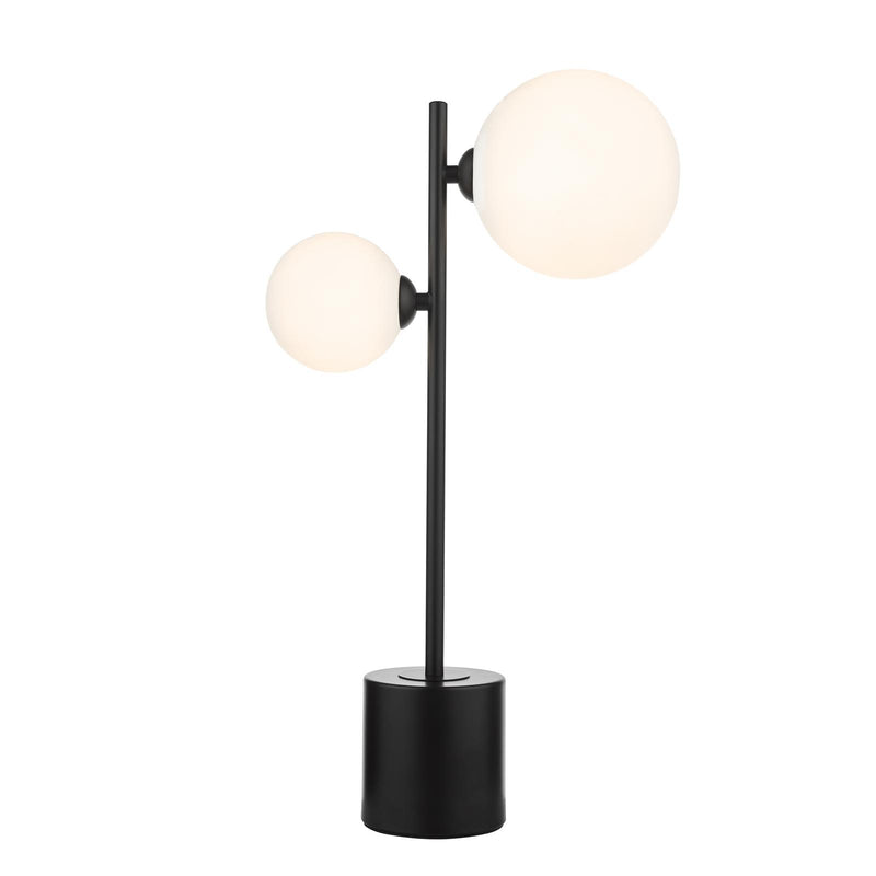 Dar Lighting Spiral 2 Light Table Lamp Matt Black and Opal Glass • SPI4222-02-23