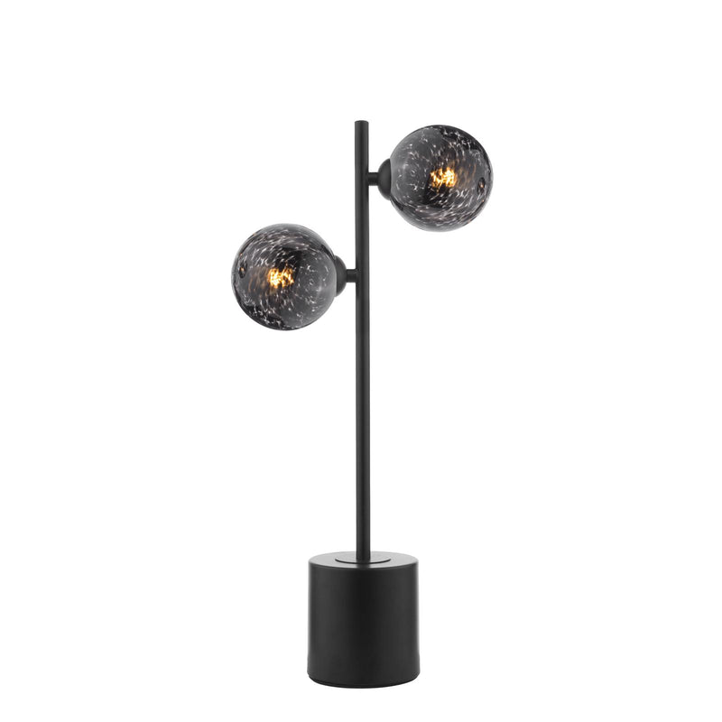 Dar Lighting Spiral 2 Light Table Lamp Matt Black With Black Confetti Glass • SPI4222-21