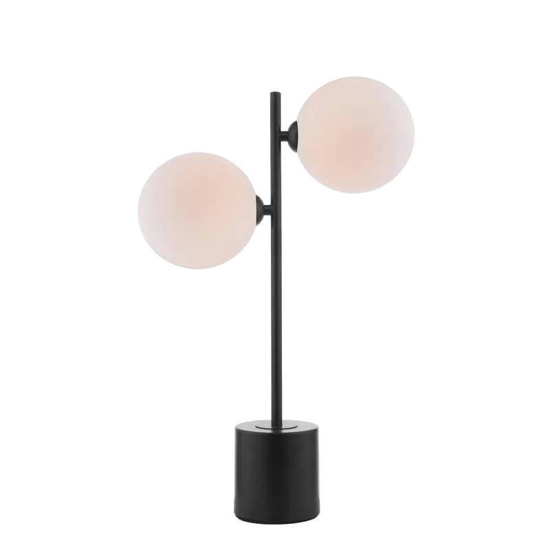 Dar Lighting Spiral 2 Light Table Lamp Matt Black With Opal Glass • SPI4222-23