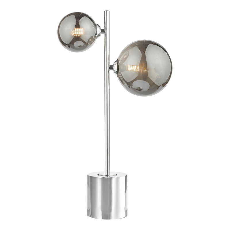 Dar Lighting Spiral 2 Light Table Lamp Polished Chrome and Smoked Glass • SPI4250-01-24