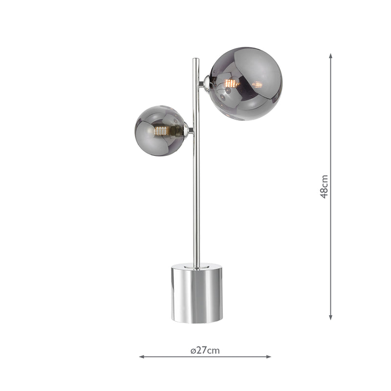 Dar Lighting Spiral 2 Light Table Lamp Polished Chrome and Smoked Glass • SPI4250-01-24