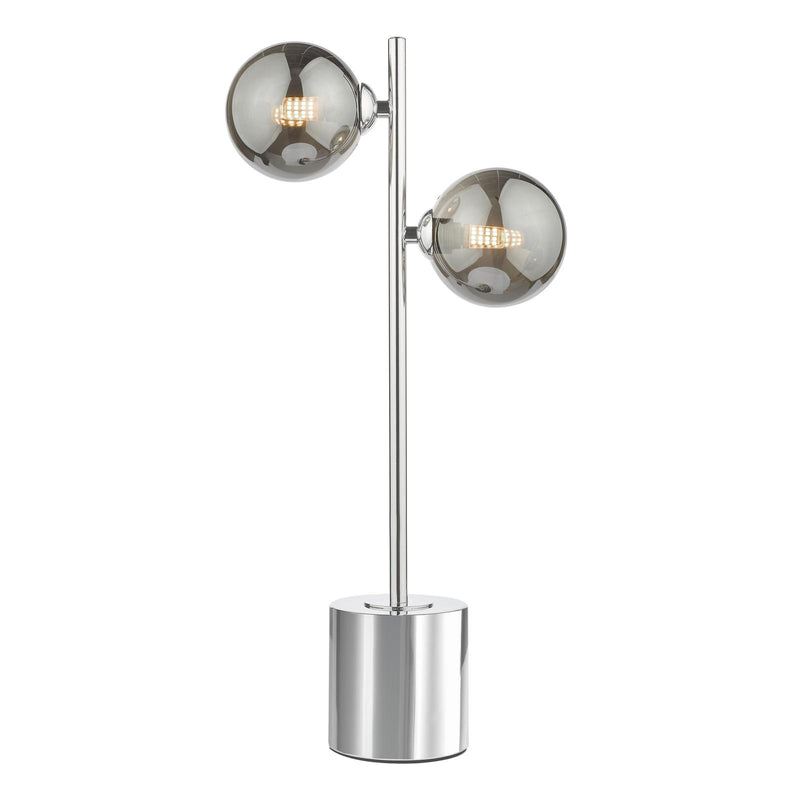 Dar Lighting Spiral 2 Light Table Lamp Polished Chrome With Smoked Glass • SPI4250-01