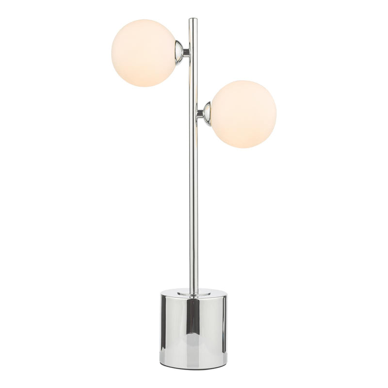 Dar Lighting Spiral 2 Light Table Lamp Polished Chrome With Opal Glass • SPI4250-02