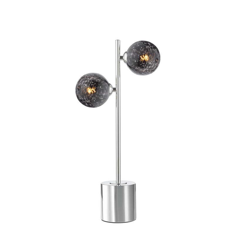 Dar Lighting Spiral 2 Light Table Lamp Polished Chrome With Black Confetti Glass • SPI4250-21