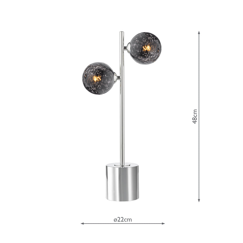 Dar Lighting Spiral 2 Light Table Lamp Polished Chrome With Black Confetti Glass • SPI4250-21