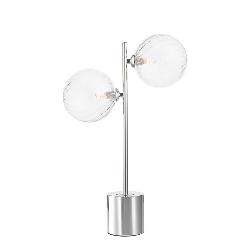 Dar Lighting Spiral 2 Light Table Lamp Polished Chrome With Closed Glass • SPI4250-22