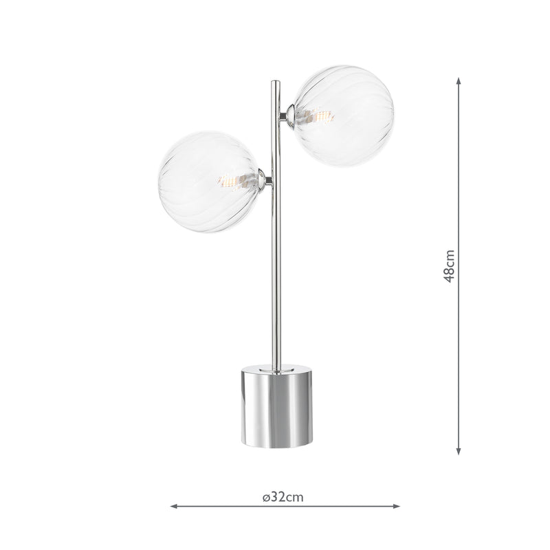 Dar Lighting Spiral 2 Light Table Lamp Polished Chrome With Closed Glass • SPI4250-22