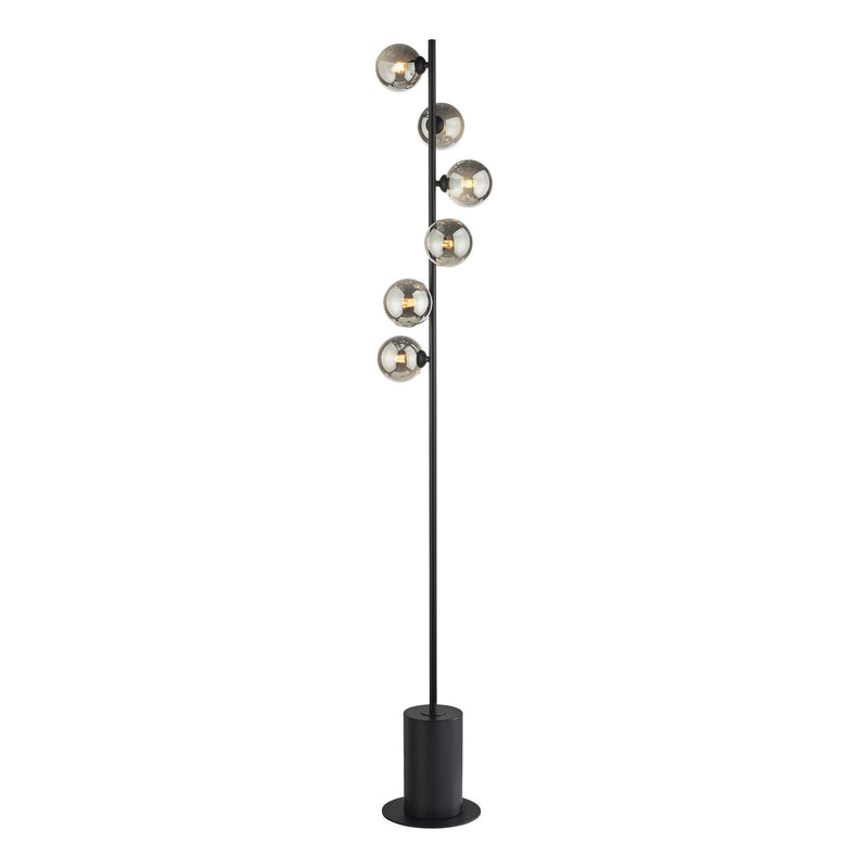 Dar Lighting Spiral 6 Light Floor Lamp Matt Black With Smoked Glass • SPI4922-01