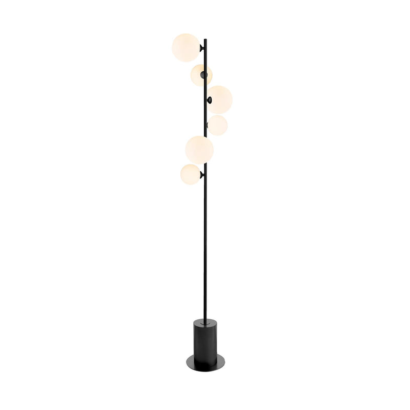 Dar Lighting Spiral 6 Light Floor Lamp Matt Black and Opal Glass • SPI4922-02-23