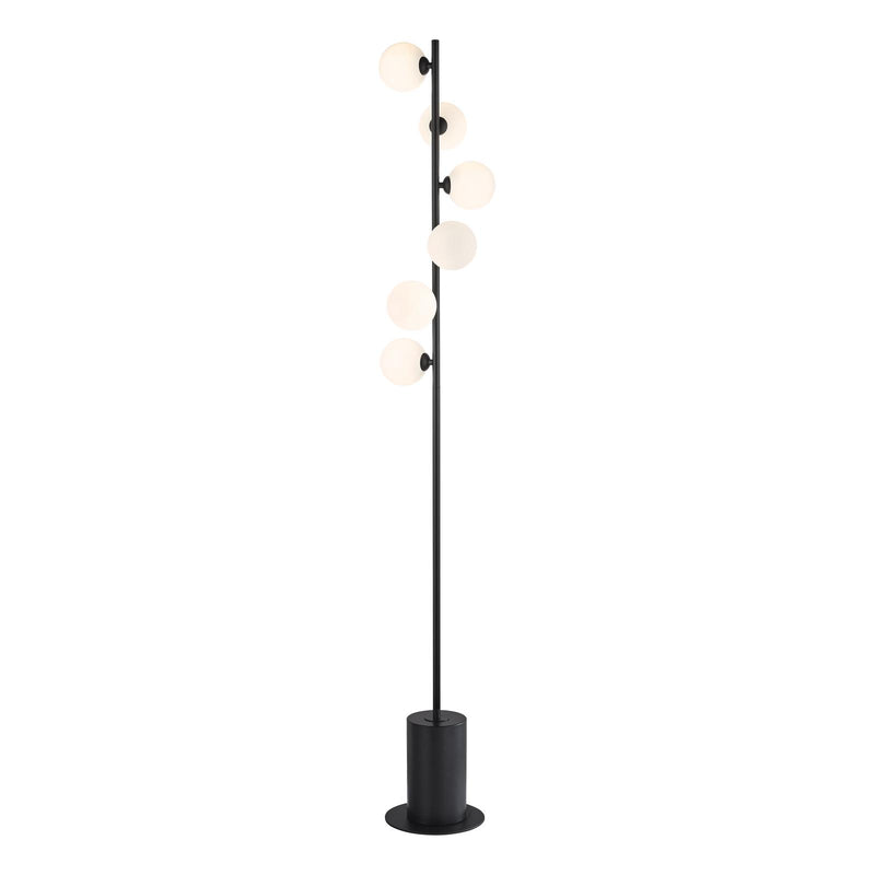 Dar Lighting Spiral 6 Light Floor Lamp Matt Black With Opal Glass • SPI4922-02