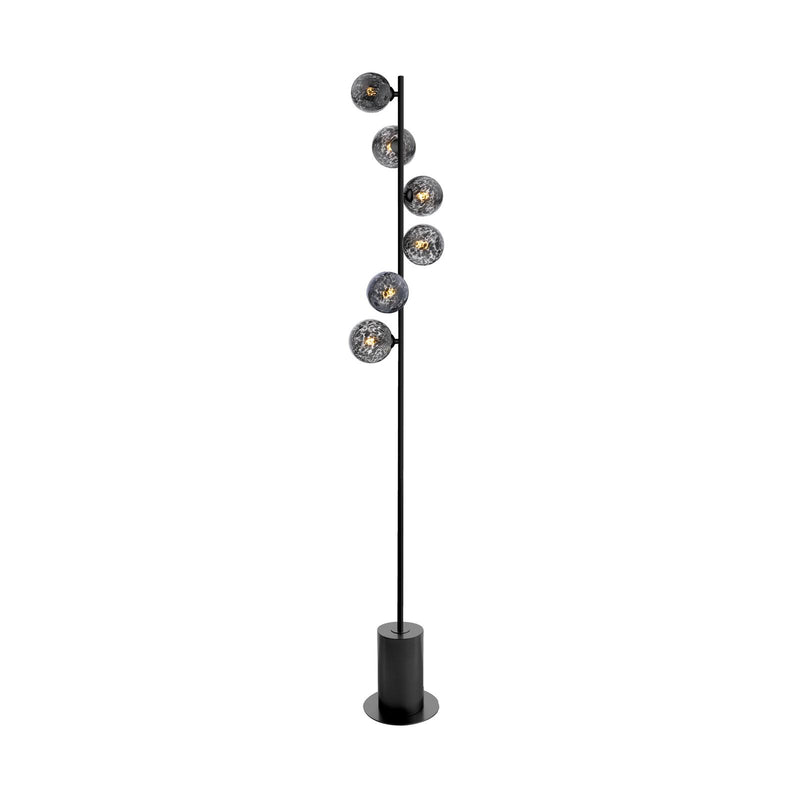 Dar Lighting Spiral 6 Light Floor Lamp Matt Black With Black Confetti Glass • SPI4922-21