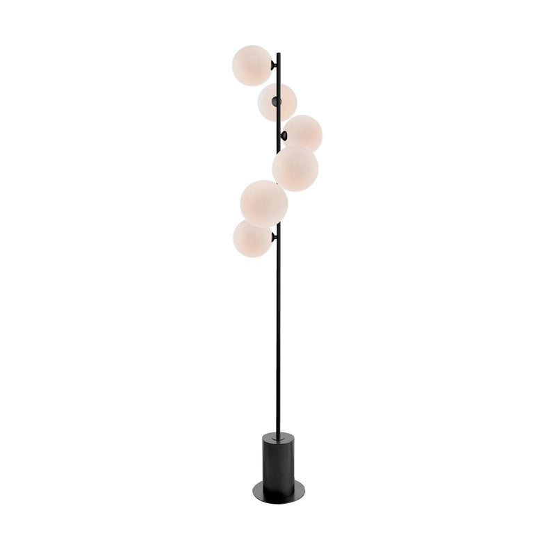Dar Lighting Spiral 6 Light Floor Lamp Matt Black With Opal Glass • SPI4922-23