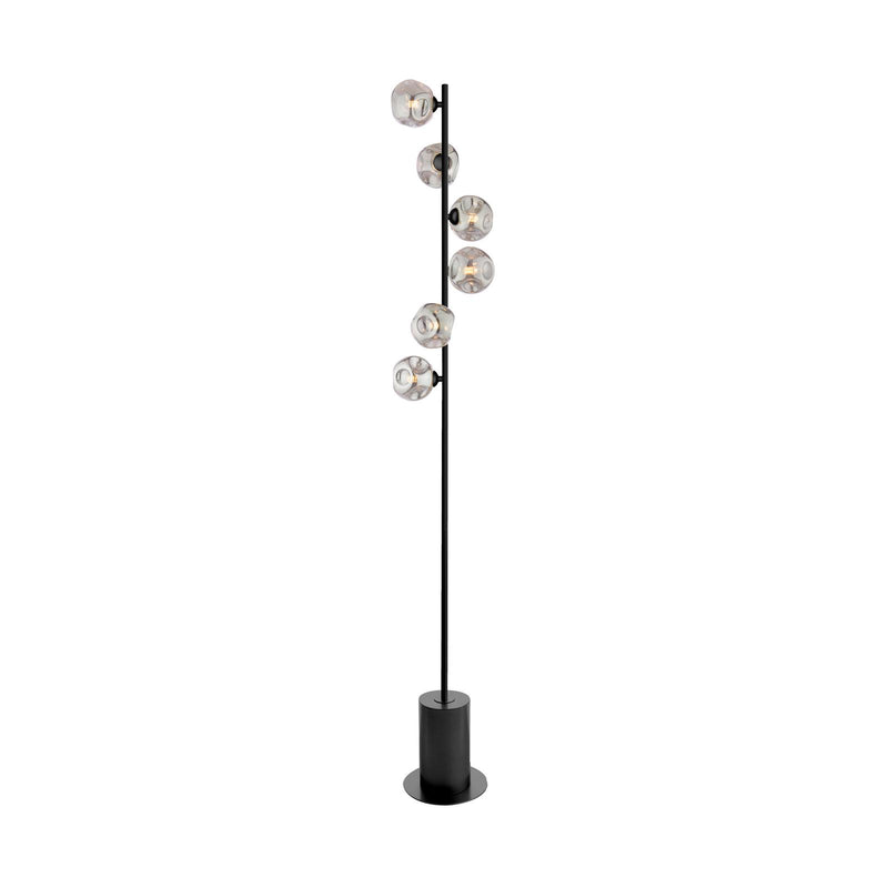 Dar Lighting Spiral 6 Light Floor Lamp Matt Black With Closed Organic Smoked Glass • SPI4922-28