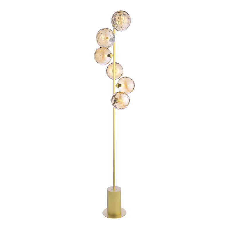 Dar Lighting Spiral 6 Light Floor Lamp Matt Gold With Amber Dimpled Glass • SPI4935-11