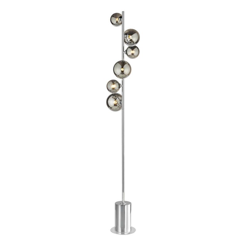 Dar Lighting Spiral 6 Light Floor Lamp Polished Chrome and Smoked Glass • SPI4950-01-24