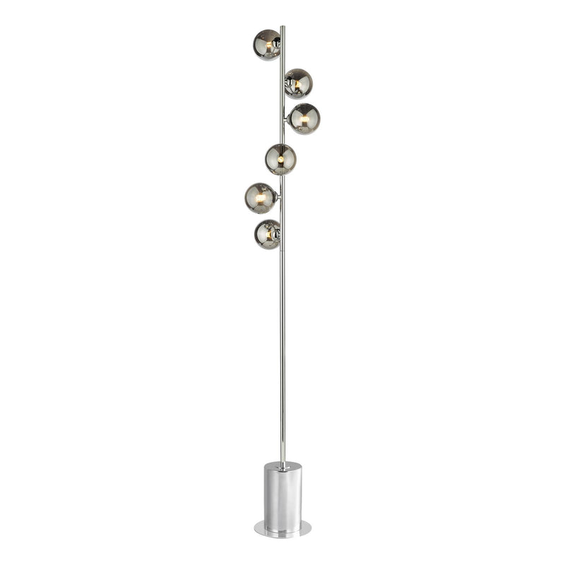 Dar Lighting Spiral 6 Light Floor Lamp Polished Chrome With Smoked Glass • SPI4950-01