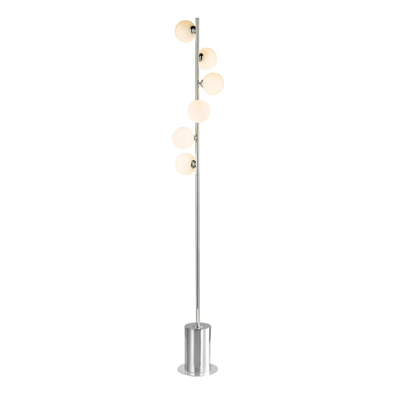 Dar Lighting Spiral 6 Light Floor Lamp Polished Chrome With Opal Glass • SPI4950-02