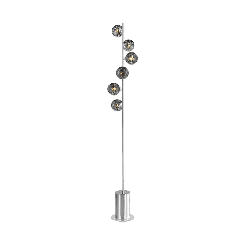 Dar Lighting Spiral 6 Light Floor Lamp Polished Chrome With Black Confetti Glass • SPI4950-21