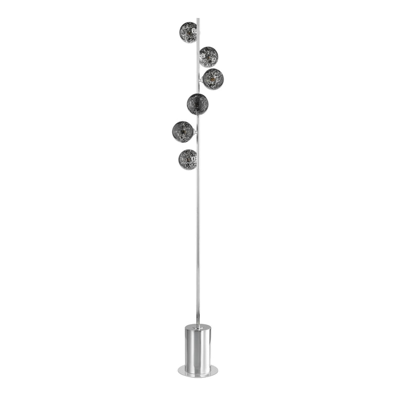 Dar Lighting Spiral 6 Light Floor Lamp Polished Chrome With Black Confetti Glass • SPI4950-21