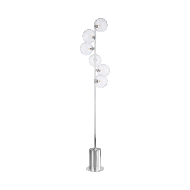 Dar Lighting Spiral 6 Light Floor Lamp Polished Chrome With Closed Glass • SPI4950-22